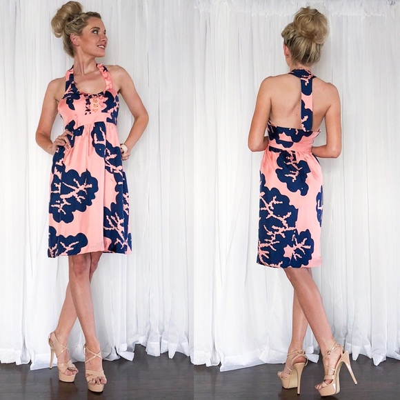 Britt Ryan Dresses & Skirts - Pink + Blue Racerback Fit Flair Brit Ryan Sundress